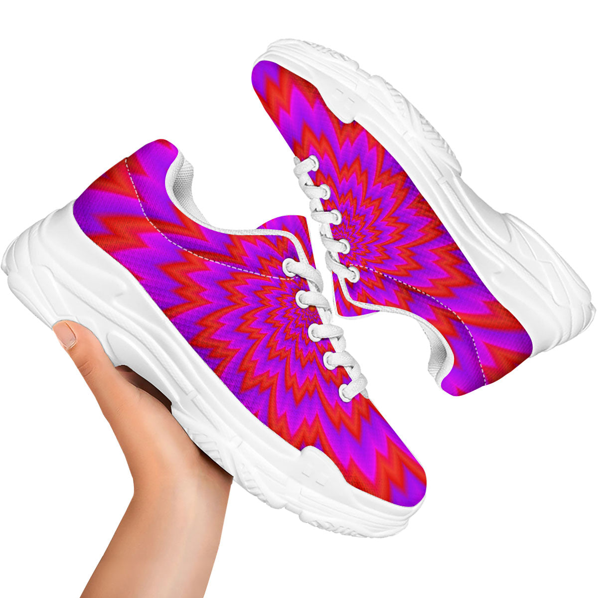 Optical Illusion Spiky Psychedelic White Chunky Shoes-grizzshop