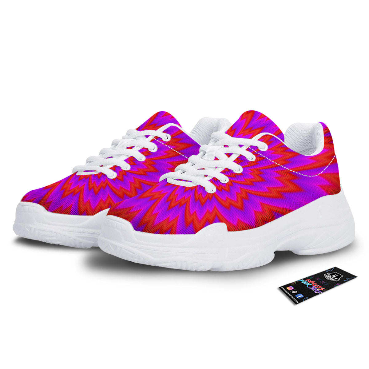 Optical Illusion Spiky Psychedelic White Chunky Shoes-grizzshop