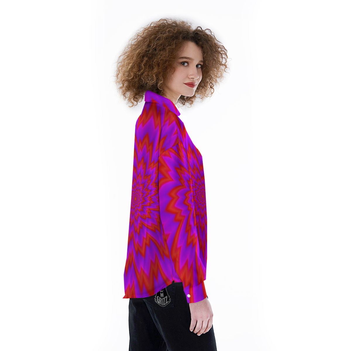 Optical Illusion Spiky Psychedelic Women's Long Sleeve Shirts-grizzshop