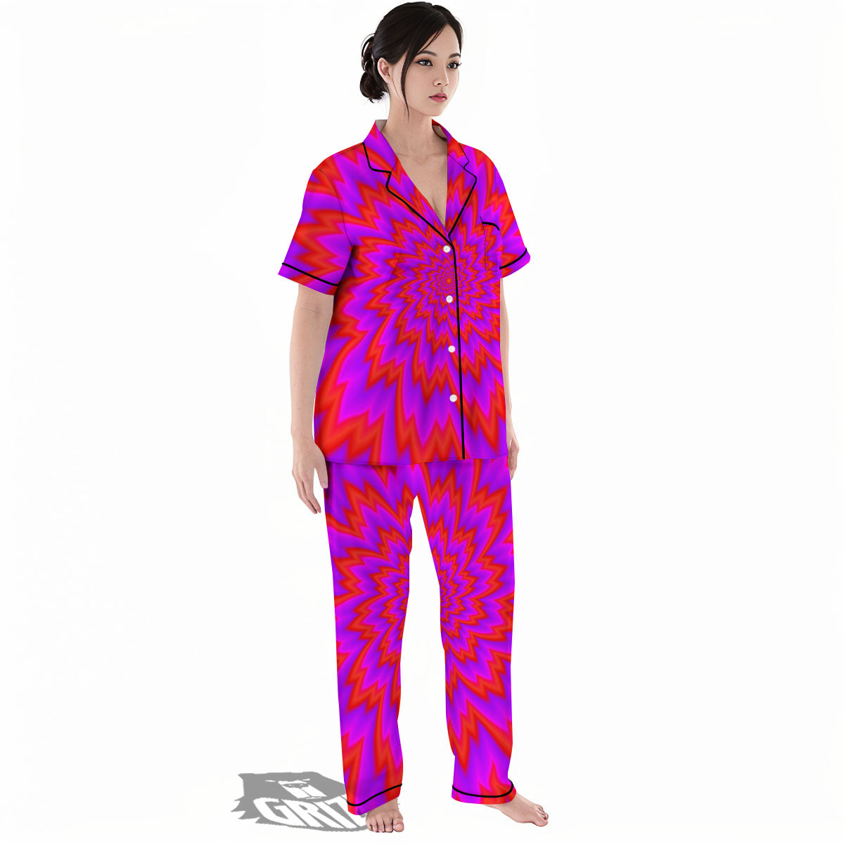 Optical Illusion Spiky Psychedelic Women's Pajamas Set-grizzshop