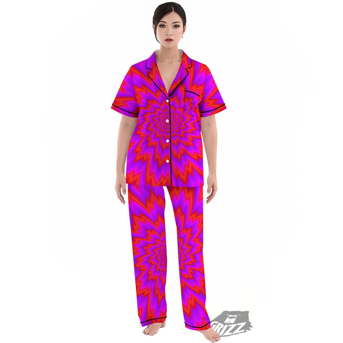 Optical Illusion Spiky Psychedelic Women's Pajamas Set-grizzshop
