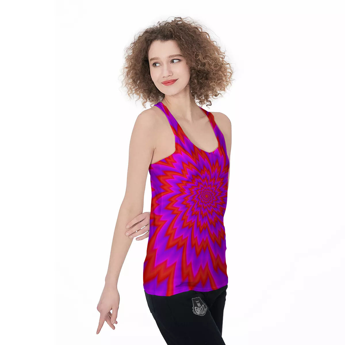 Optical Illusion Spiky Psychedelic Women's Racerback Tank Top-grizzshop