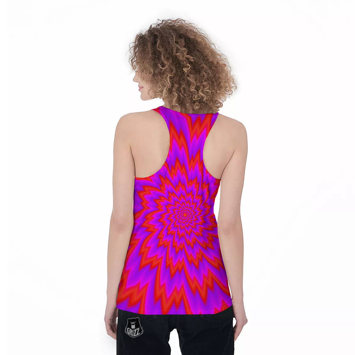 Optical Illusion Spiky Psychedelic Women's Racerback Tank Top-grizzshop