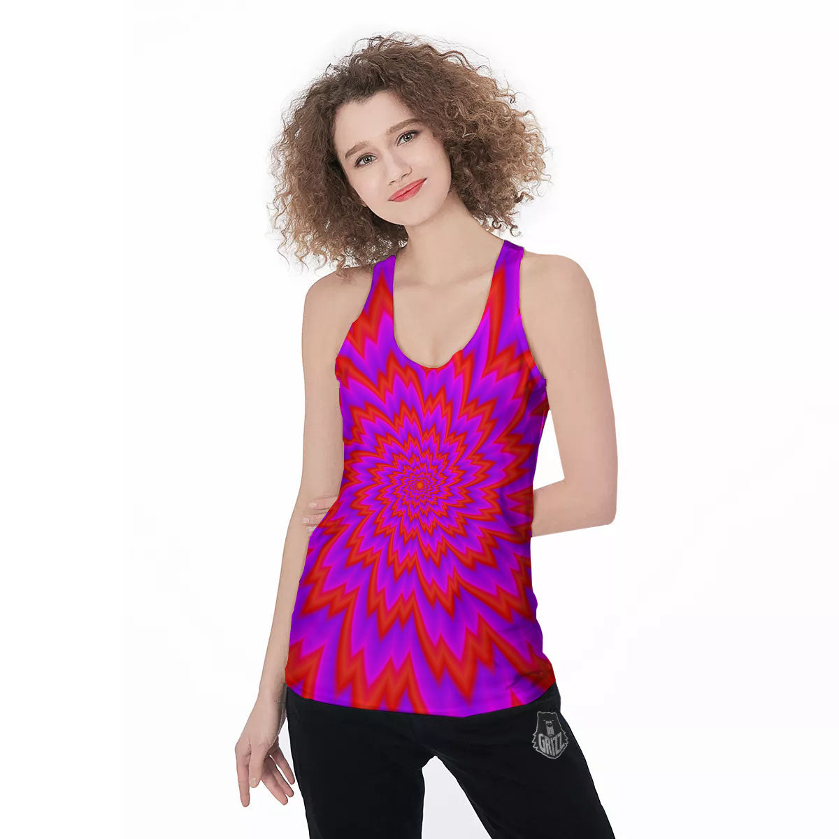 Optical Illusion Spiky Psychedelic Women's Racerback Tank Top-grizzshop