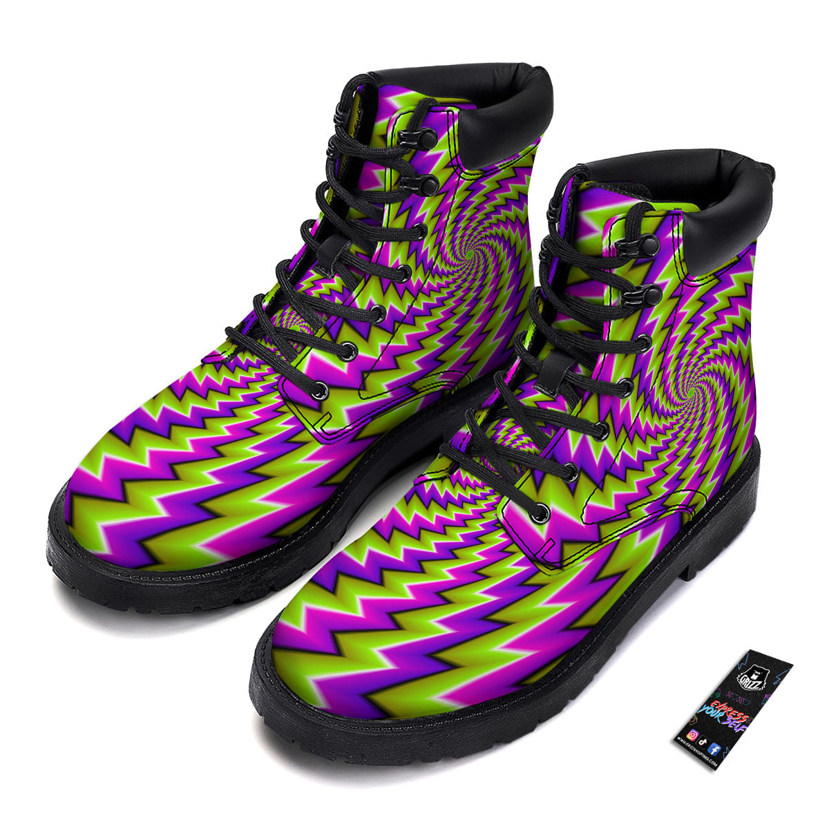 Optical Moving Illusion Abstract Twisted Boots-grizzshop