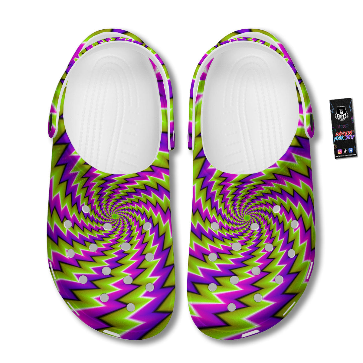 Optical Moving Illusion Abstract Twisted Clog-grizzshop