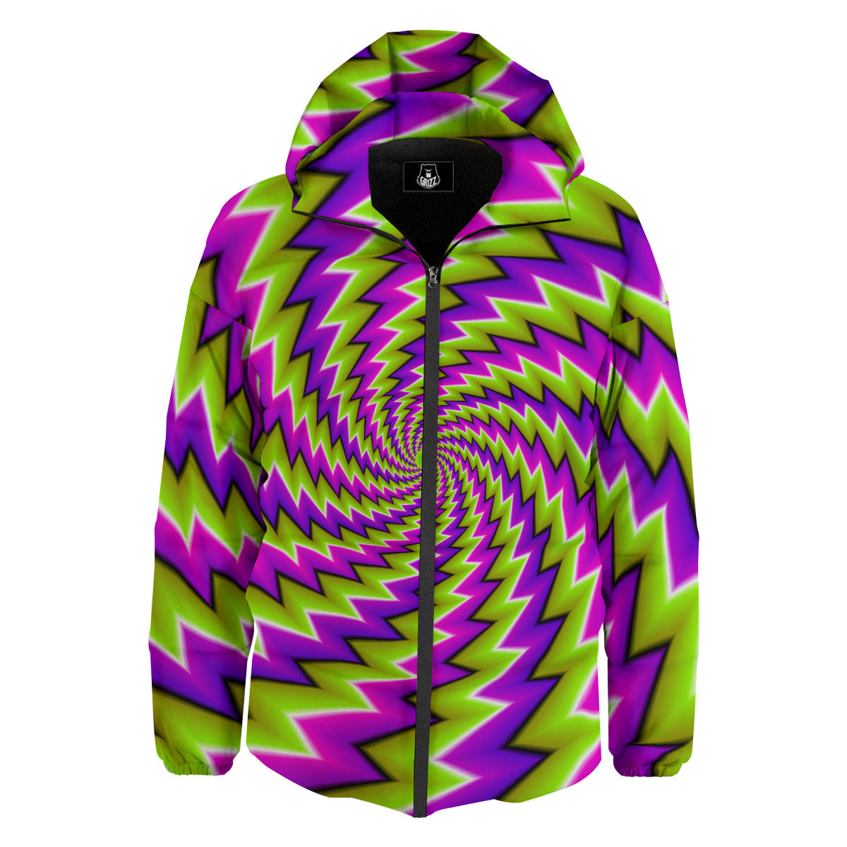 Optical Moving Illusion Abstract Twisted Down Jacket-grizzshop