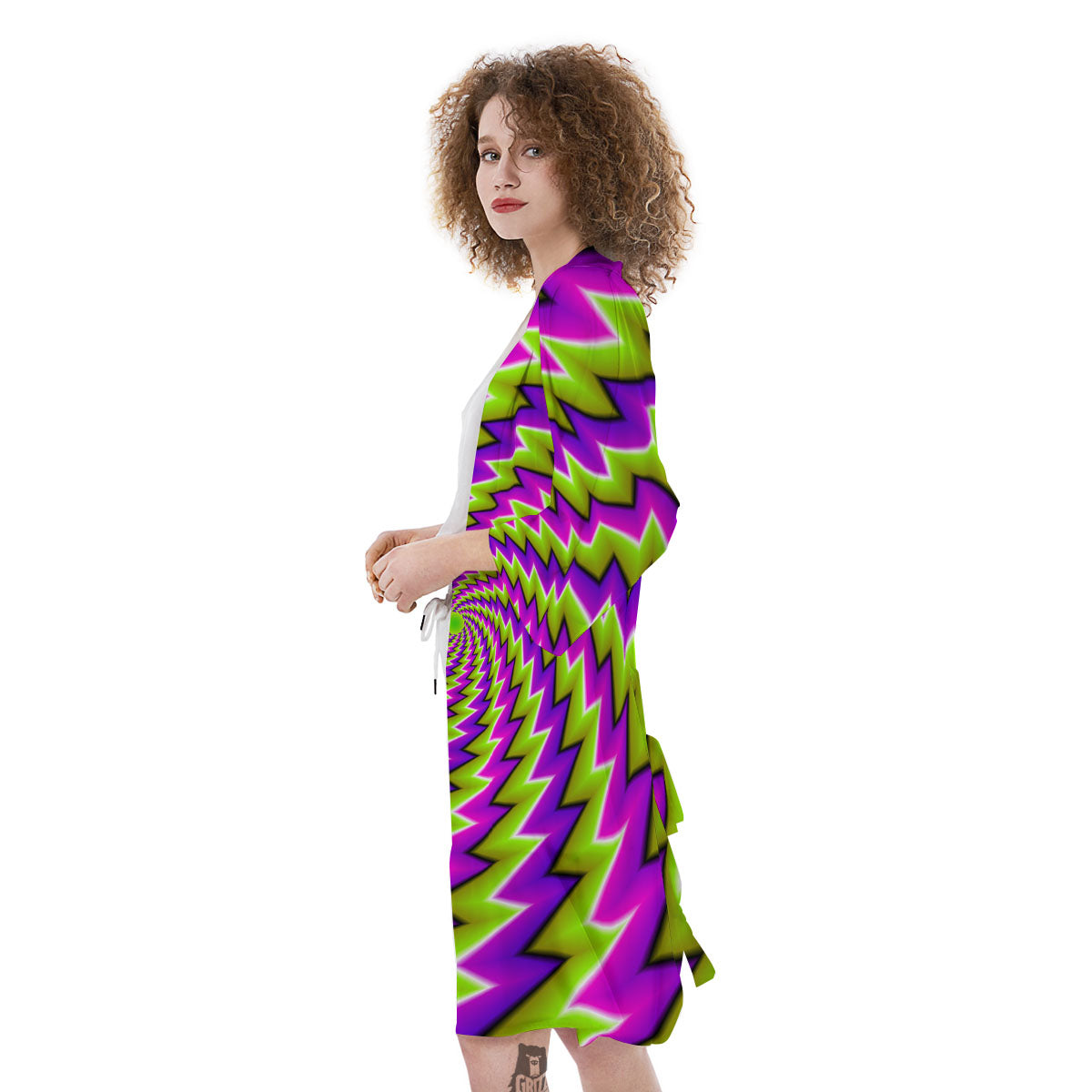Optical Moving Illusion Abstract Twisted Kimono-grizzshop