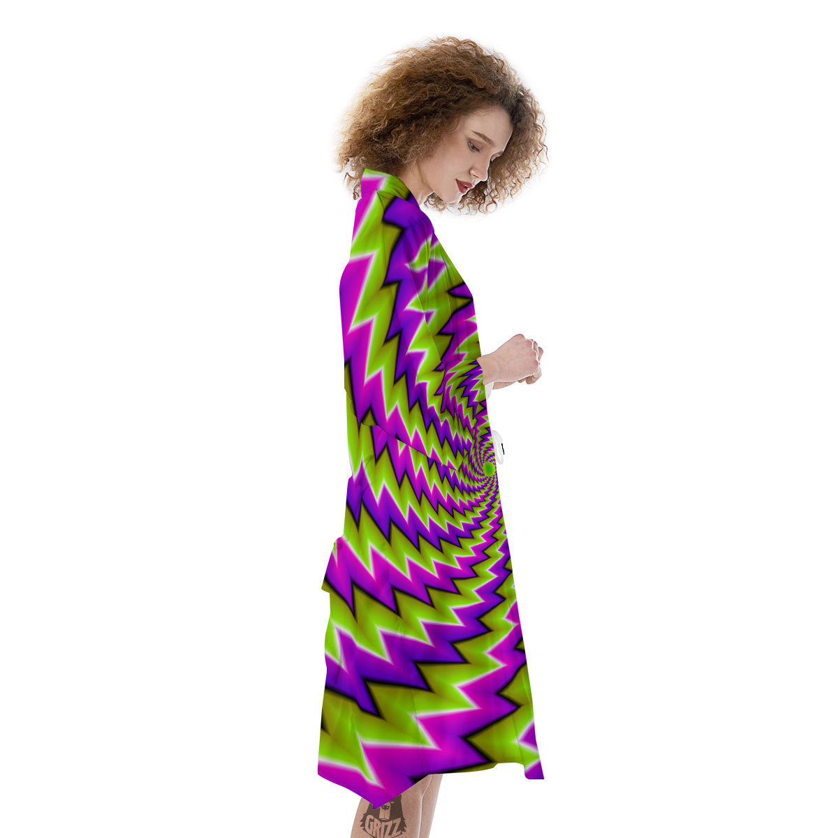 Optical Moving Illusion Abstract Twisted Kimono-grizzshop