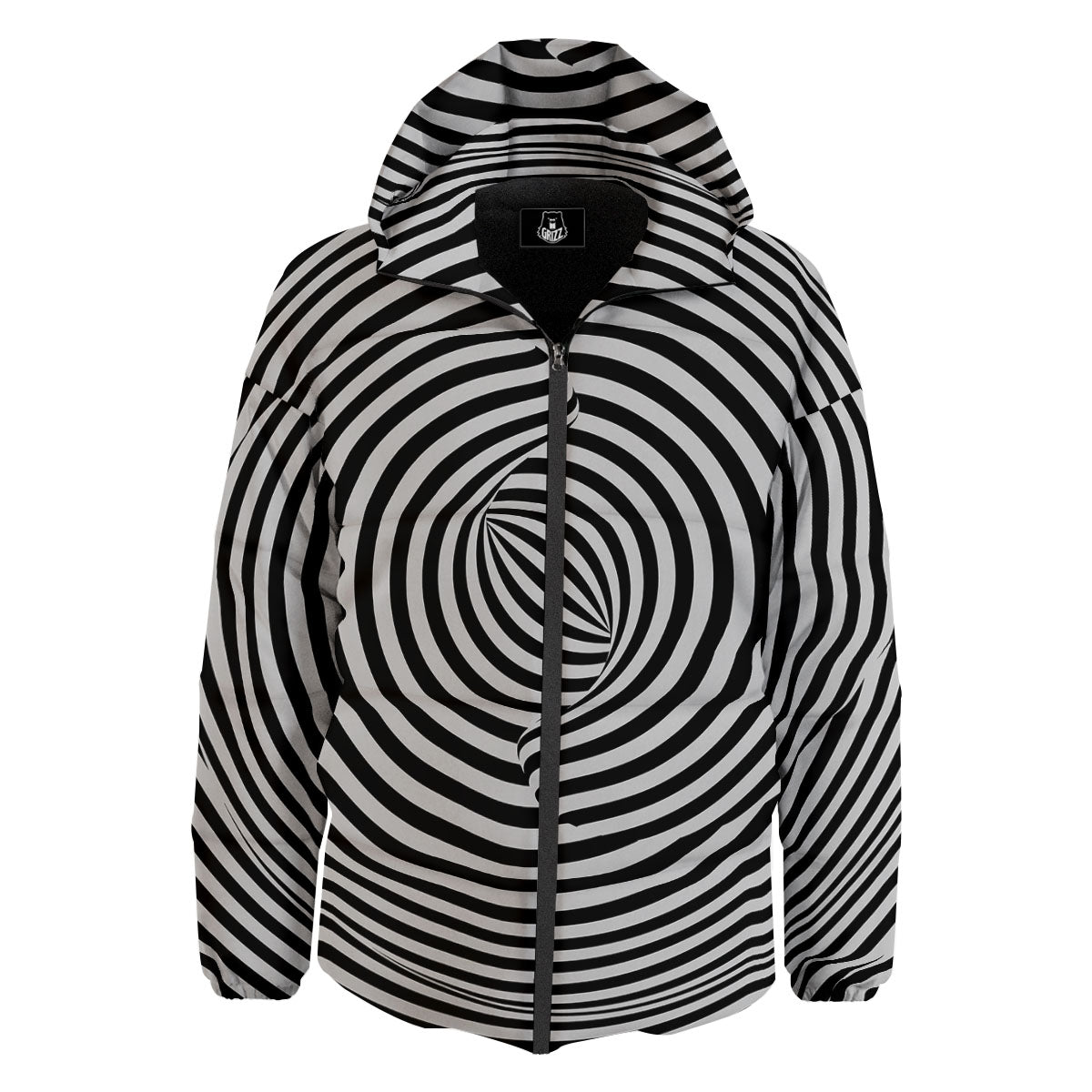 Optical illusion Black And White Print Down Jacket-grizzshop