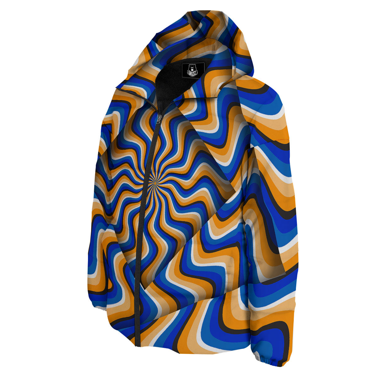 Optical illusion Hypnotic Blue Orange Down Jacket-grizzshop