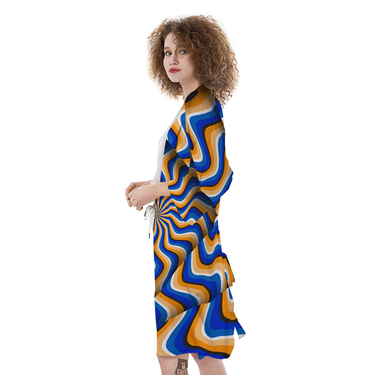Optical illusion Hypnotic Blue Orange Kimono-grizzshop