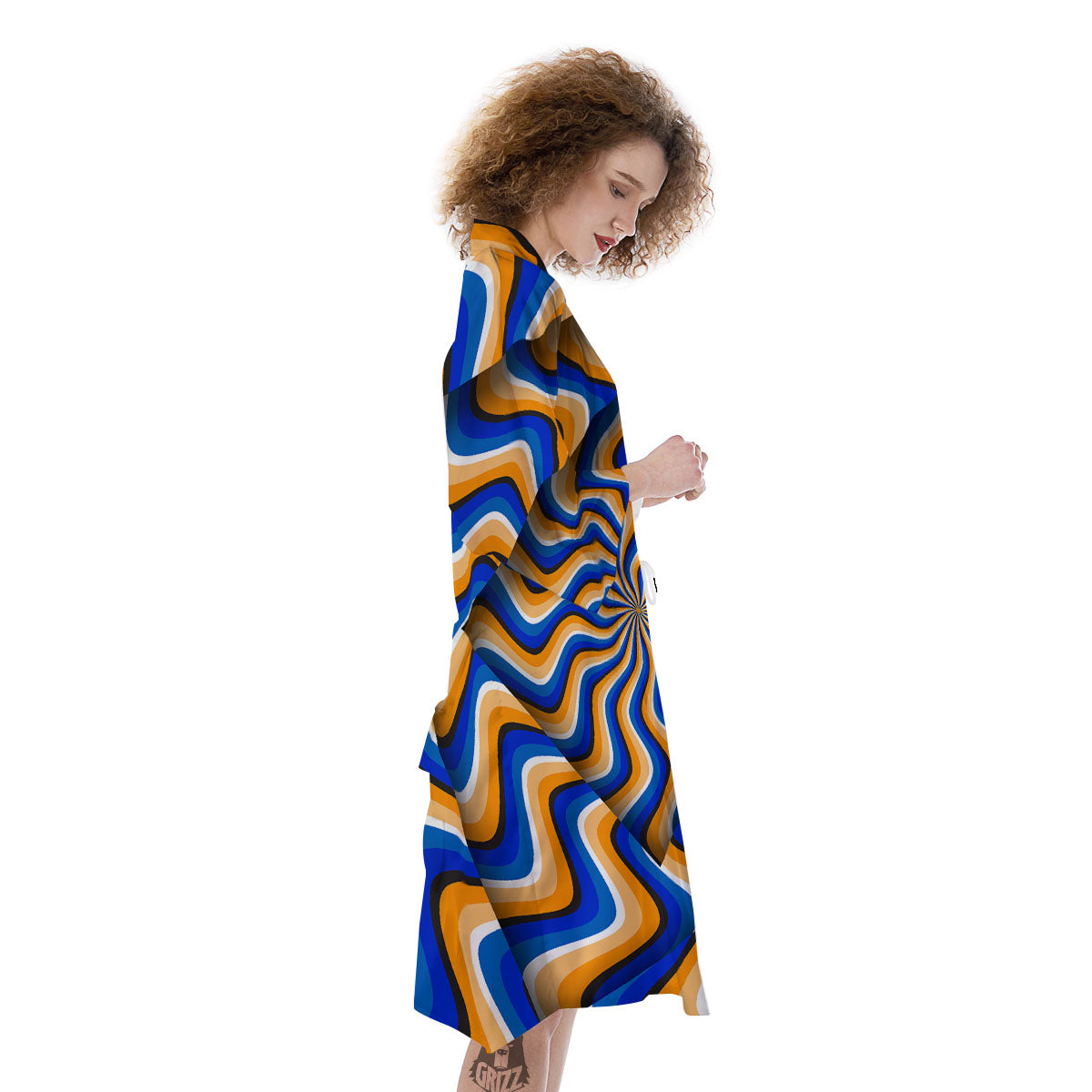 Optical illusion Hypnotic Blue Orange Kimono-grizzshop