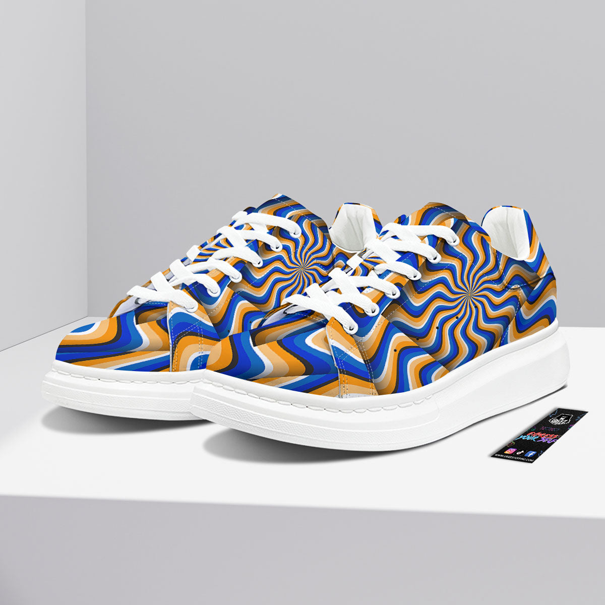 Optical illusion Hypnotic Blue Orange Platform Shoes-grizzshop