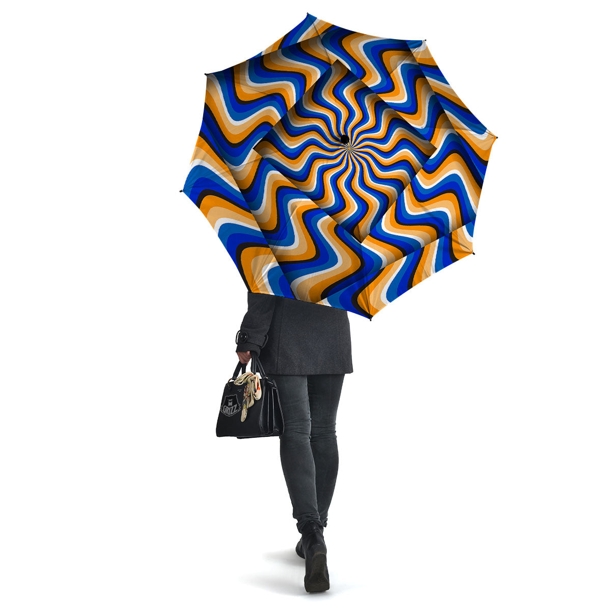 Optical illusion Hypnotic Blue Orange Umbrella-grizzshop