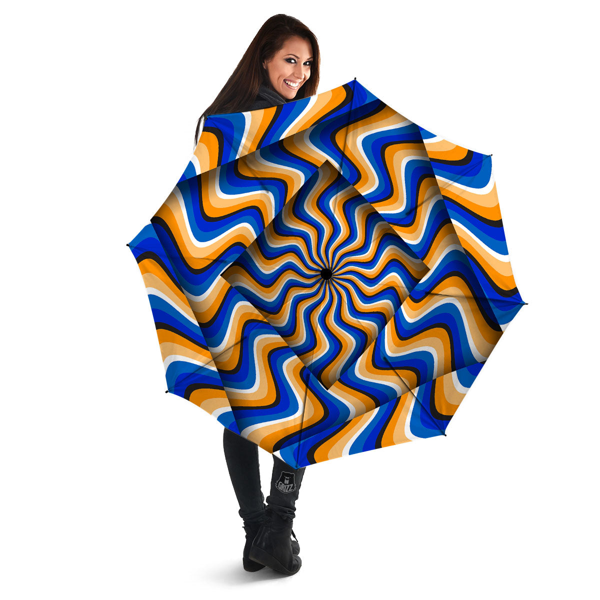 Optical illusion Hypnotic Blue Orange Umbrella-grizzshop