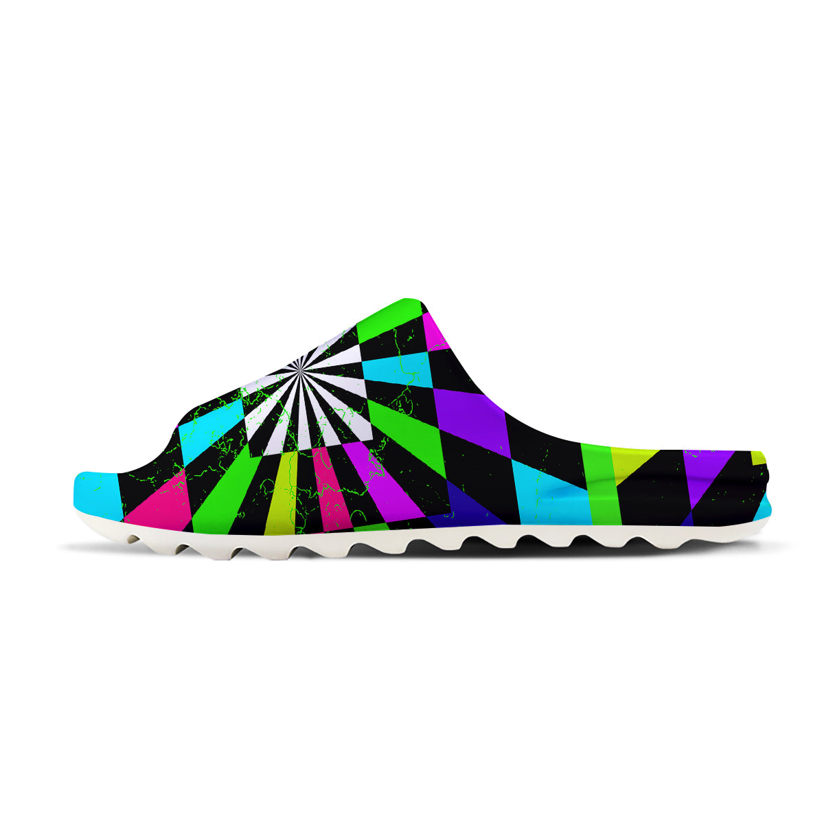 Optical Illusion Neon Abstract Print Sandals-grizzshop