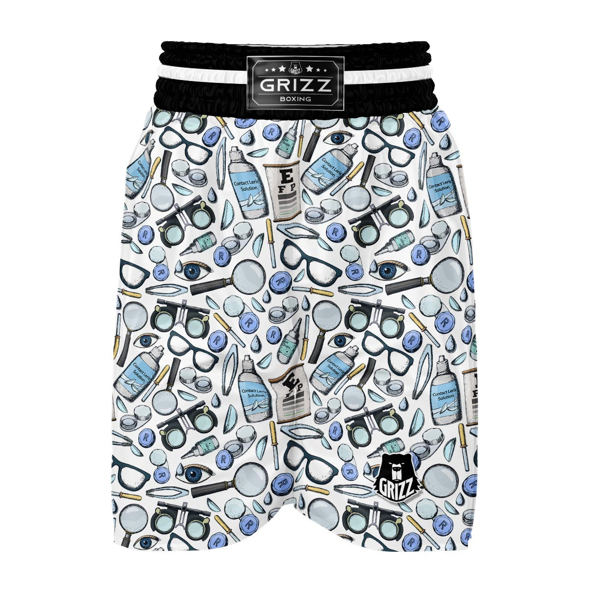 Optometry Pattern Print Boxing Shorts-grizzshop