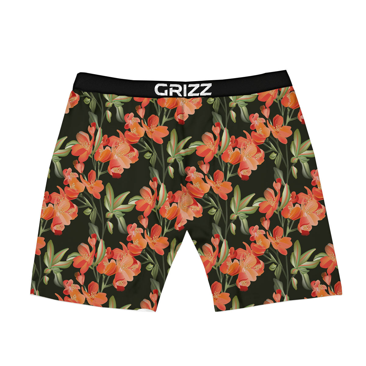 Orange Alstroemeria Print Pattern Boxer Briefs-grizzshop