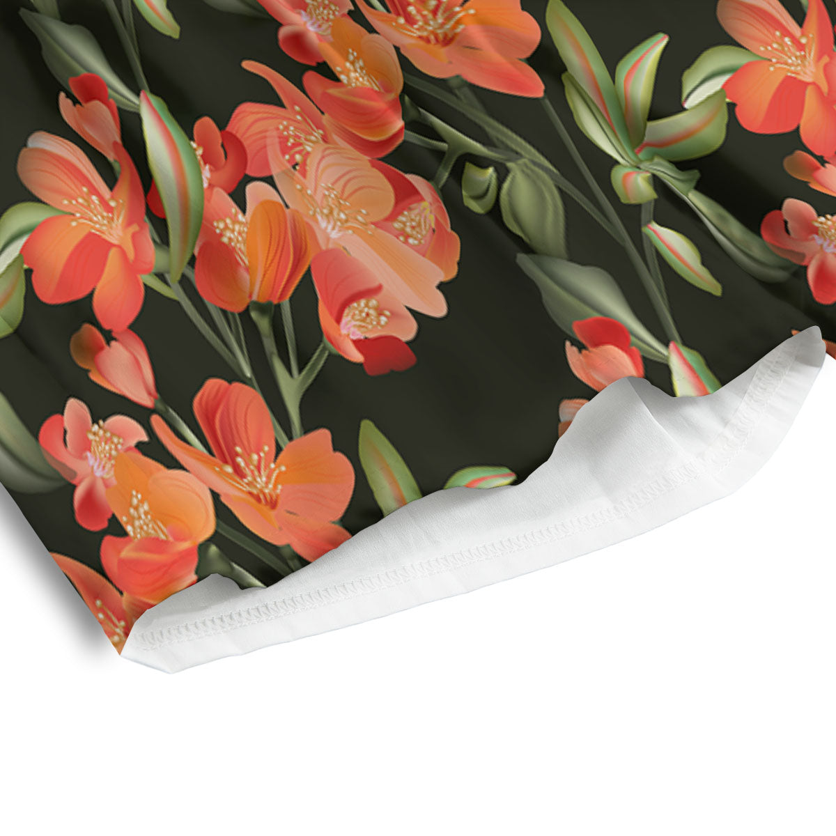 Orange Alstroemeria Print Pattern Men's Athletic Shorts