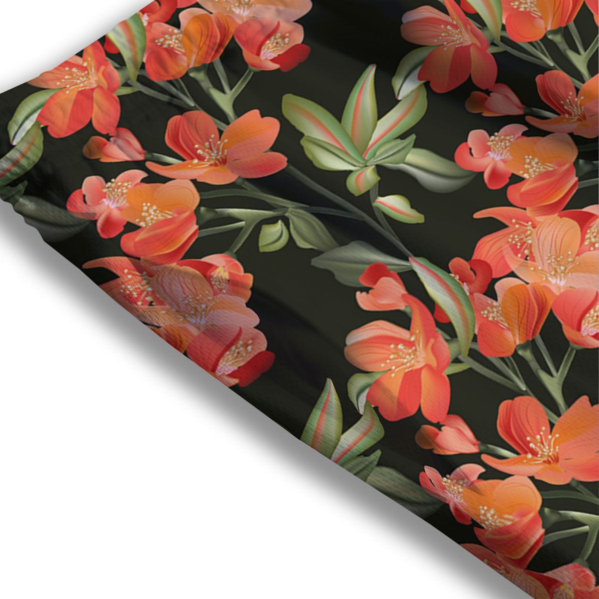 Orange Alstroemeria Print Pattern Mesh Shorts