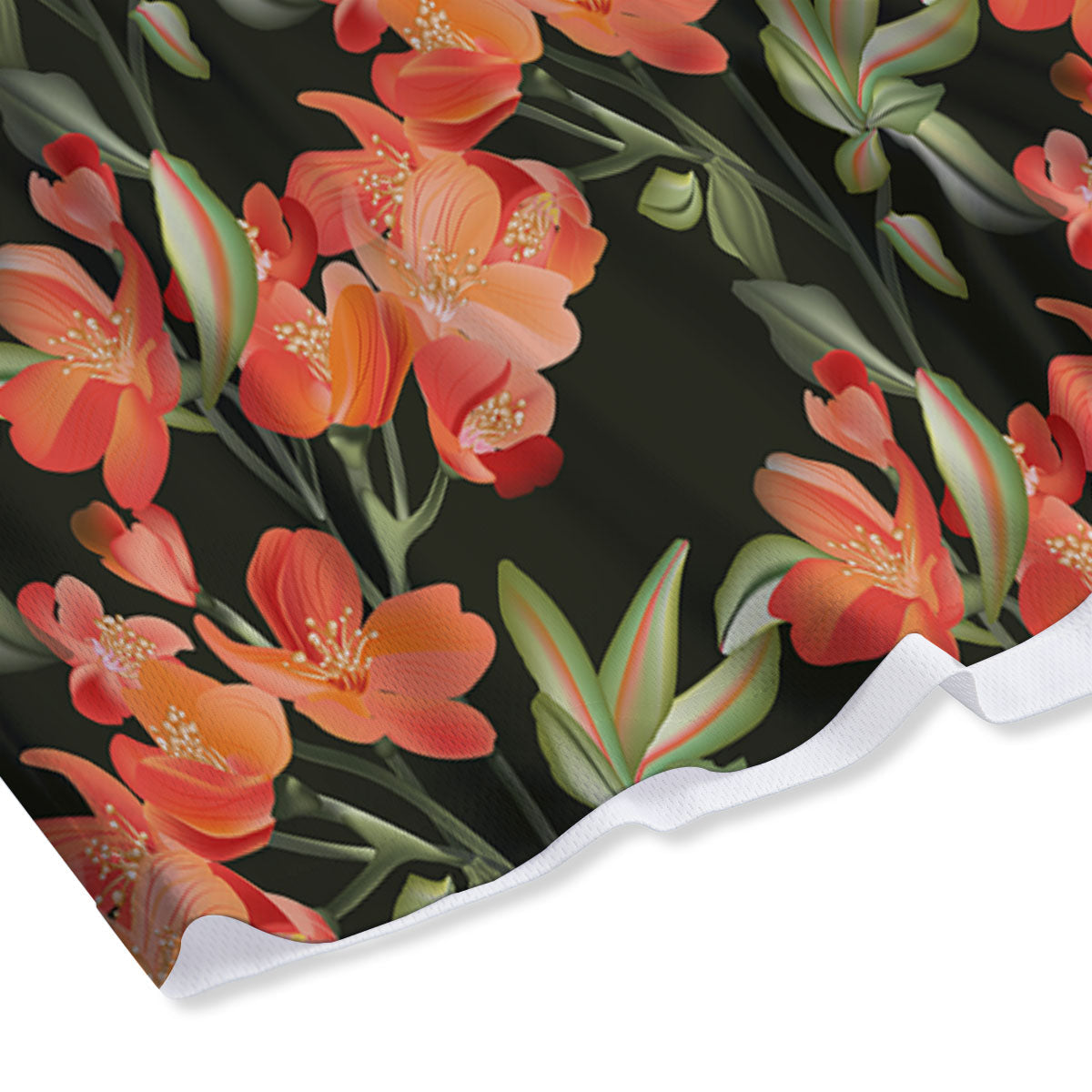 Orange Alstroemeria Print Pattern Mesh Shorts