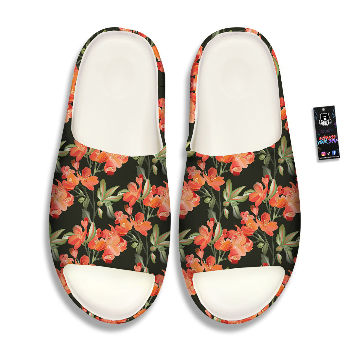 Orange Alstroemeria Print Pattern Sandals-grizzshop