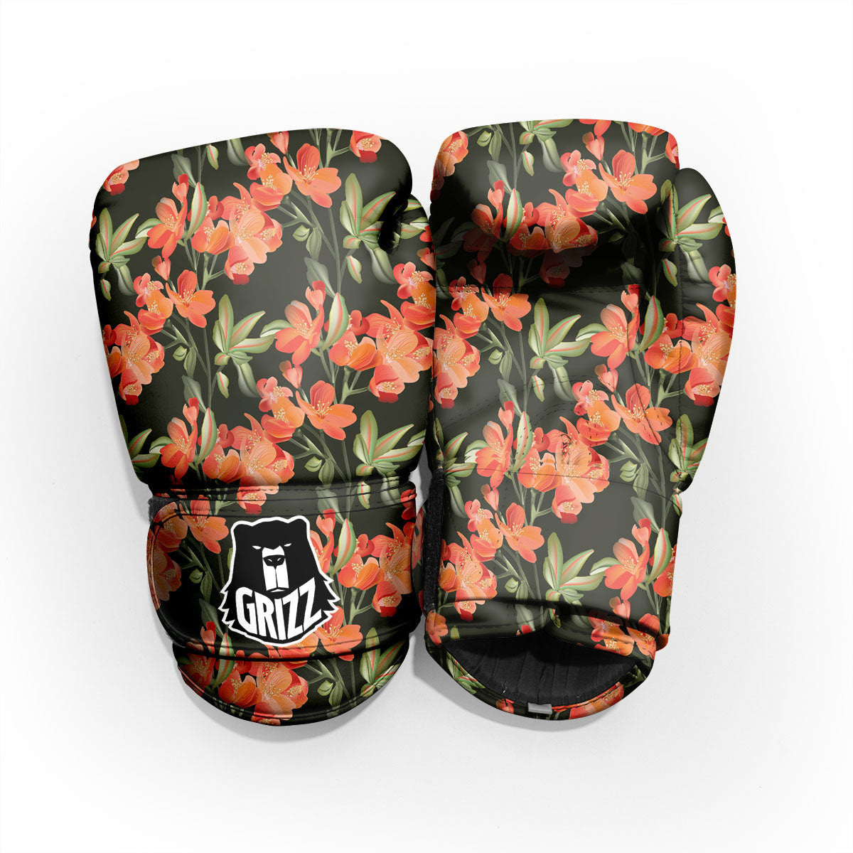 Orange Alstroemeria Print Pattern Pro Boxing Glove