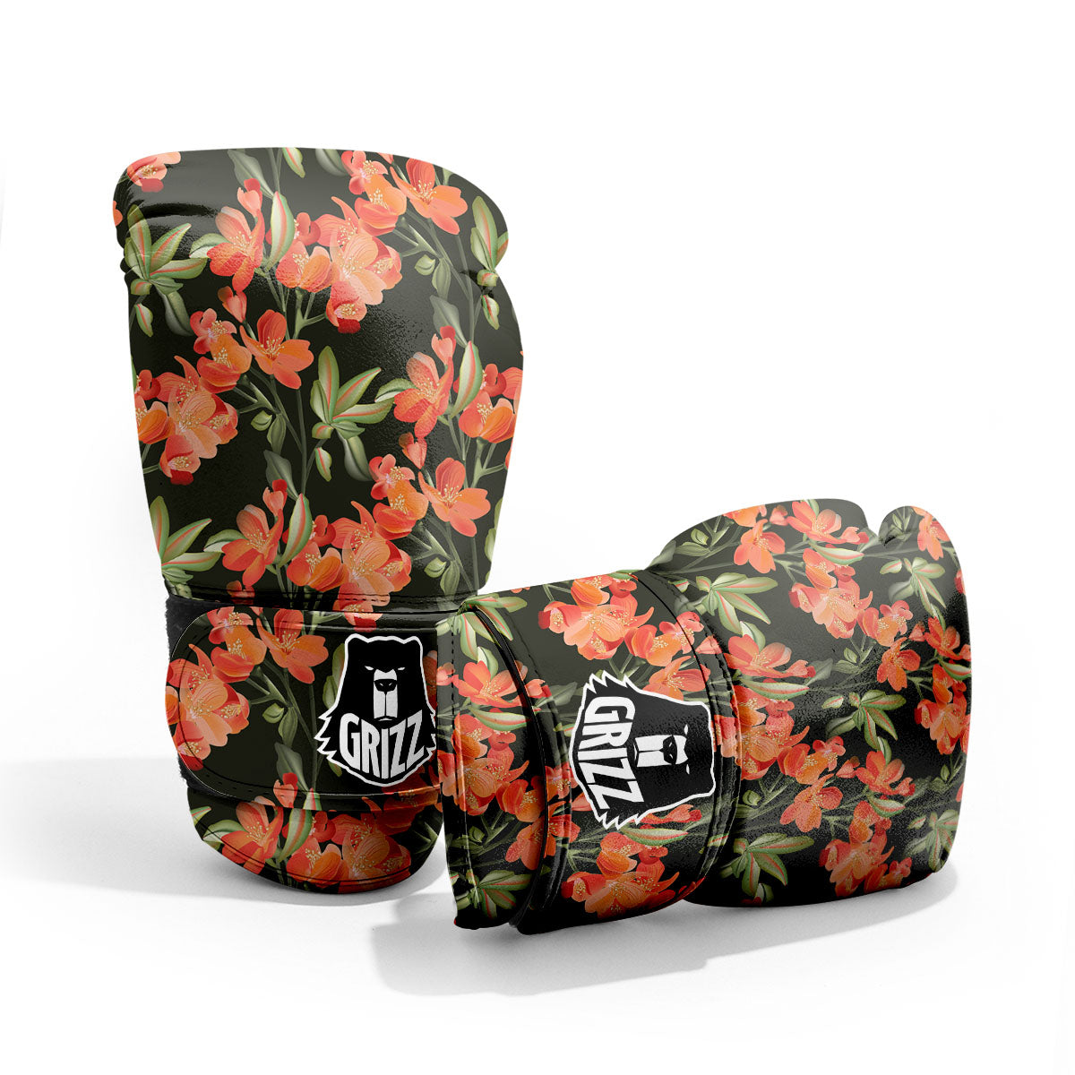 Orange Alstroemeria Print Pattern Pro Boxing Glove