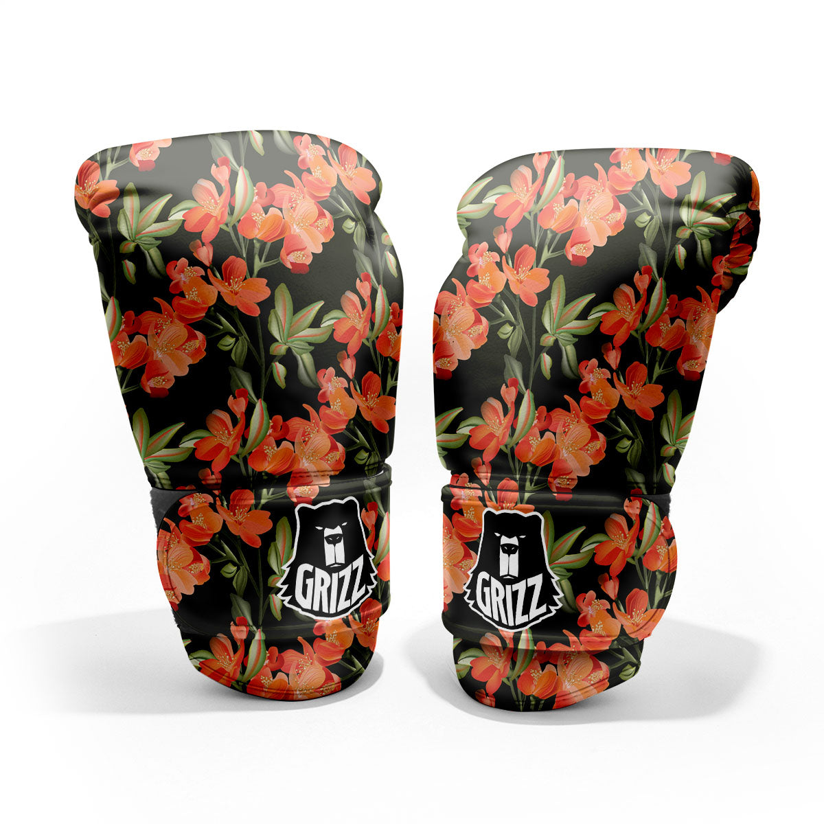 Orange Alstroemeria Print Pattern Pro Boxing Glove