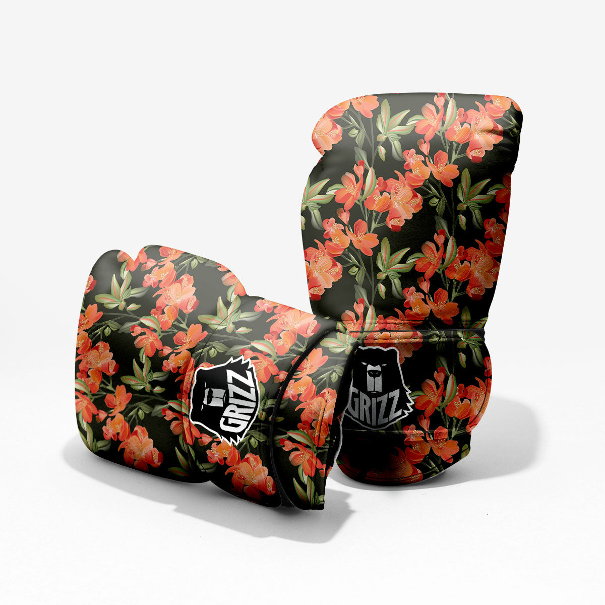 Orange Alstroemeria Print Pattern Pro Boxing Glove