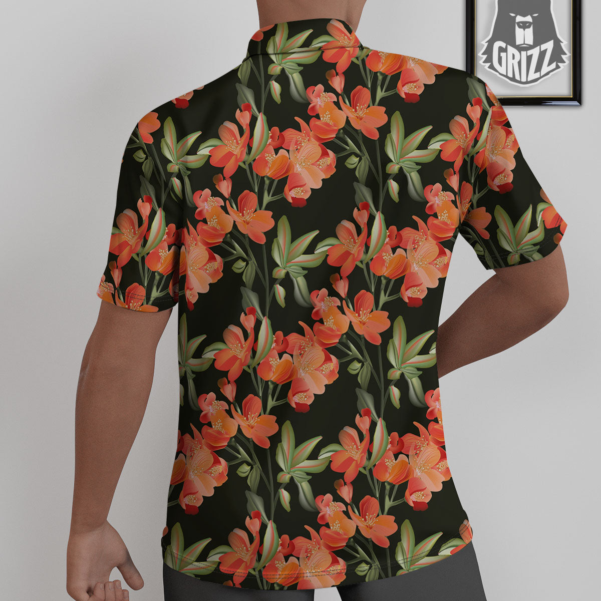 Orange Alstroemeria Print Pattern Untucked Shirts-grizzshop