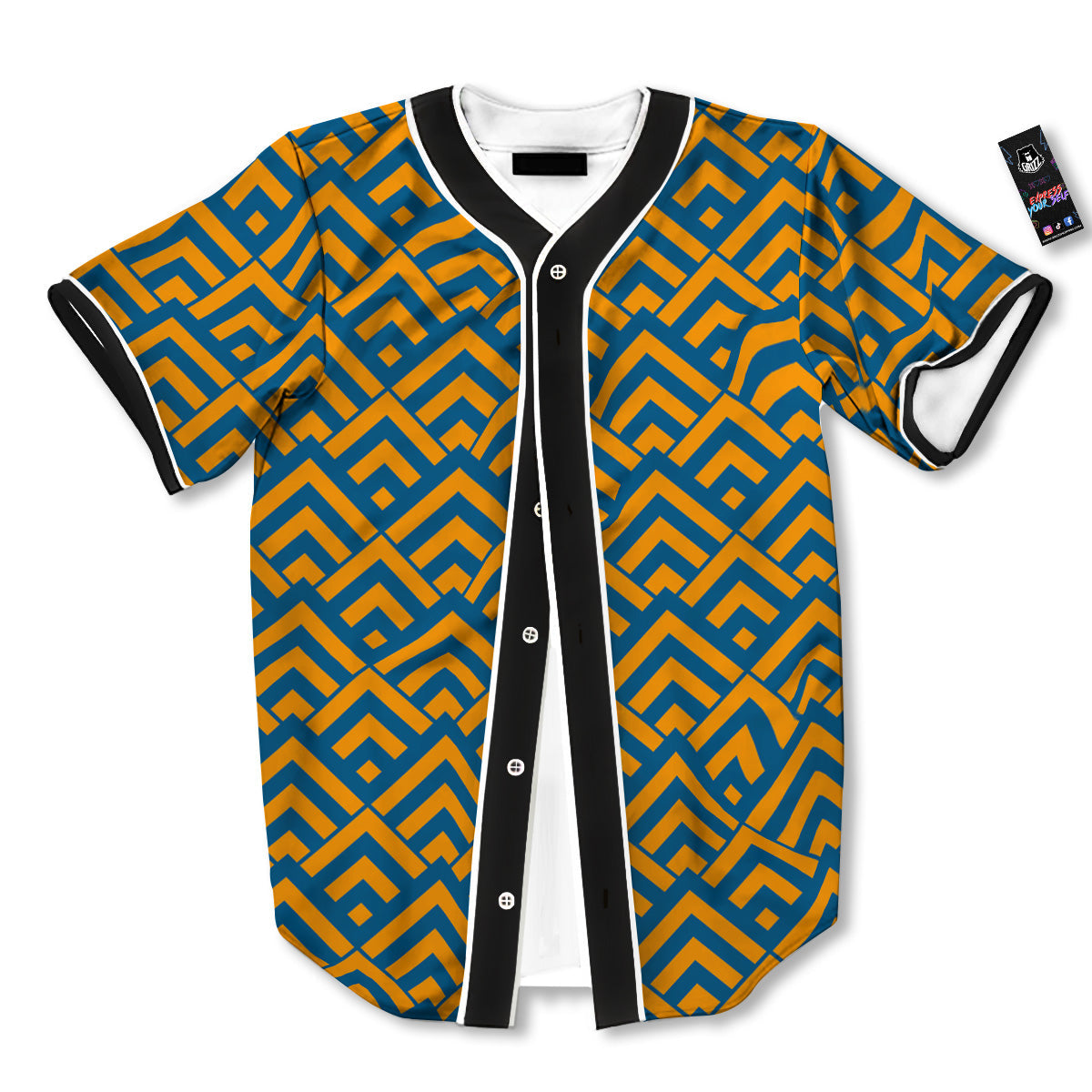 Orange And Blue Chevrons Print Pattern Baseball Jersey-grizzshop