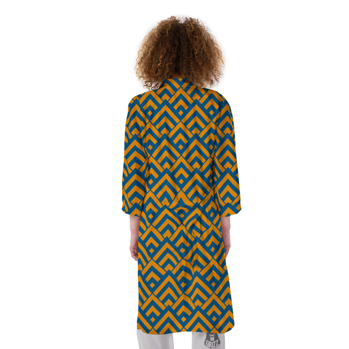 Orange And Blue Chevrons Print Pattern Kimono-grizzshop