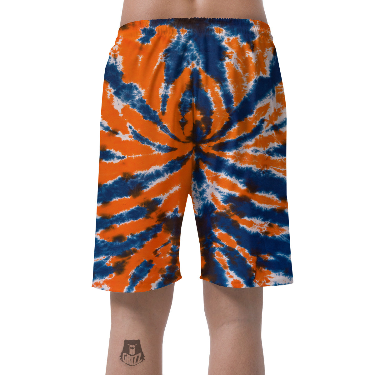 Orange And Blue Tie Dye Spider Print Men's Shorts-grizzshop
