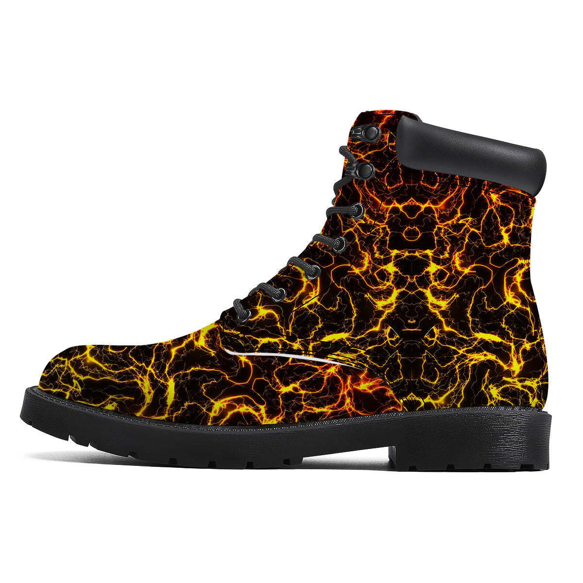 Orange And Gold Lightning Print Boots-grizzshop