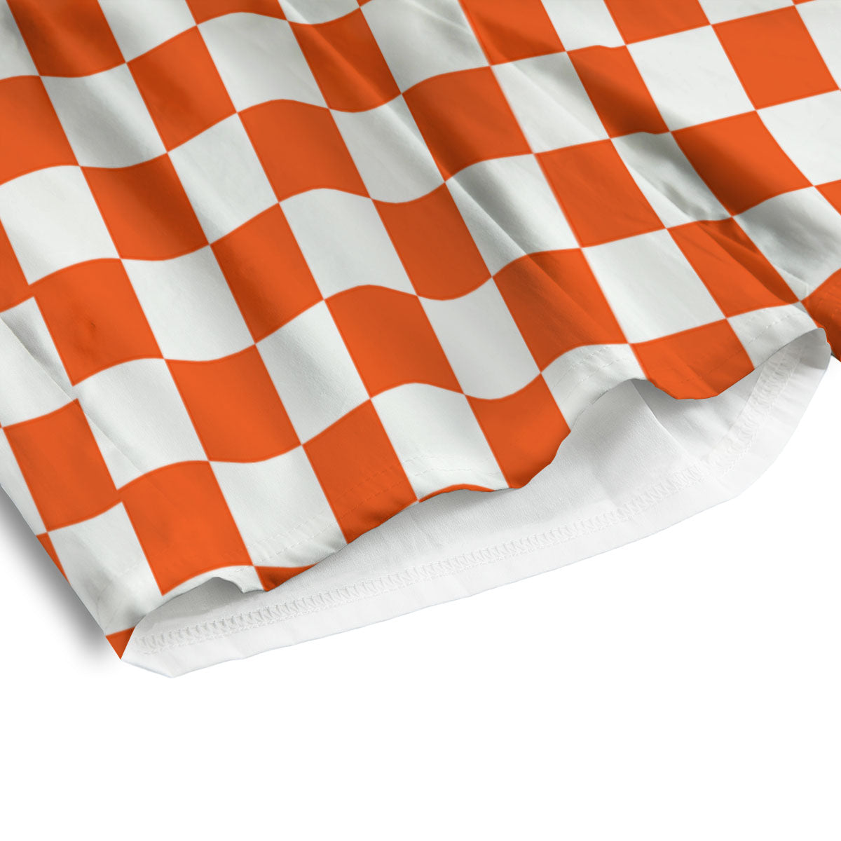 Orange And White Checkered Print Pattern Men's Athletic Shorts