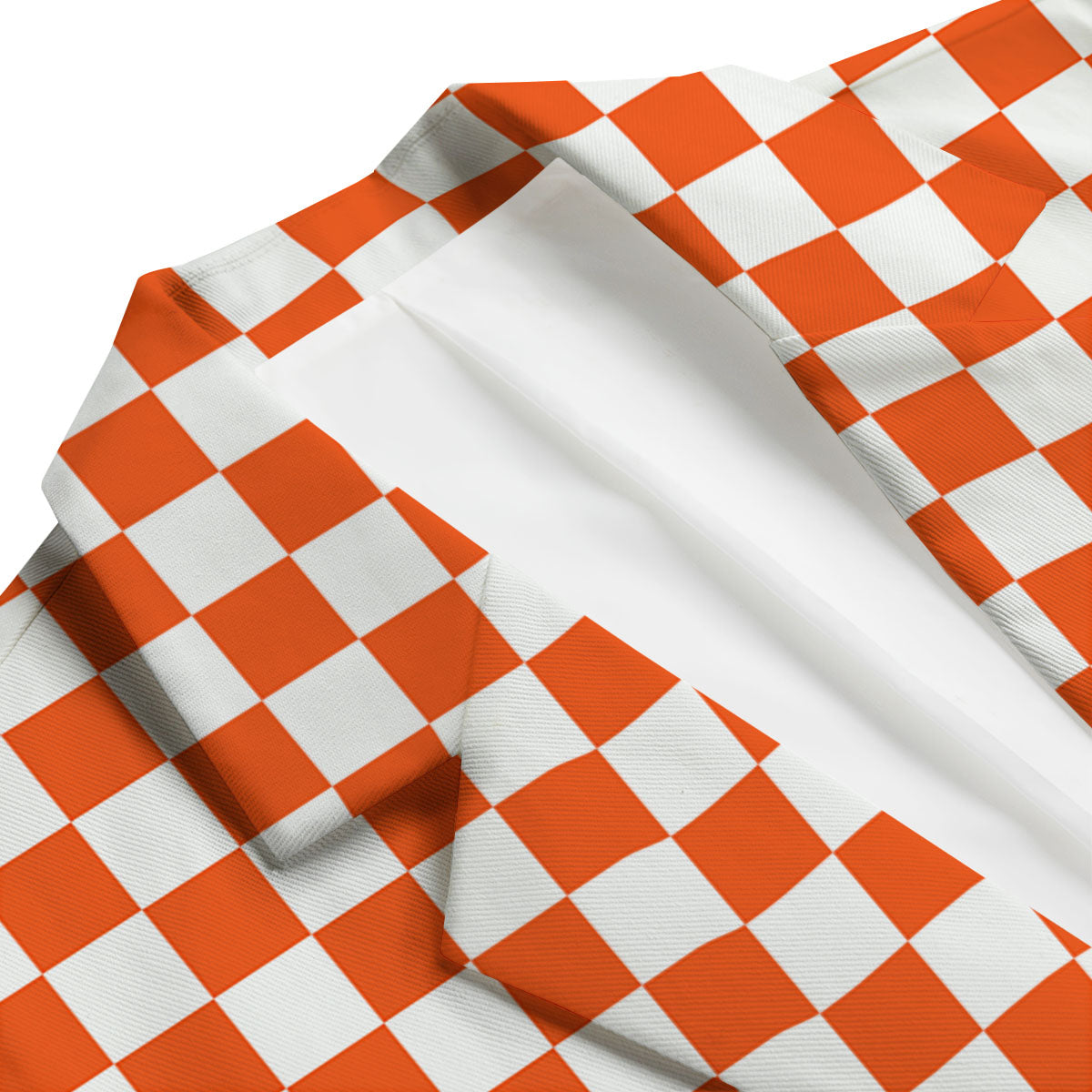 Orange And White Checkered Print Pattern Men's Blazer-grizzshop