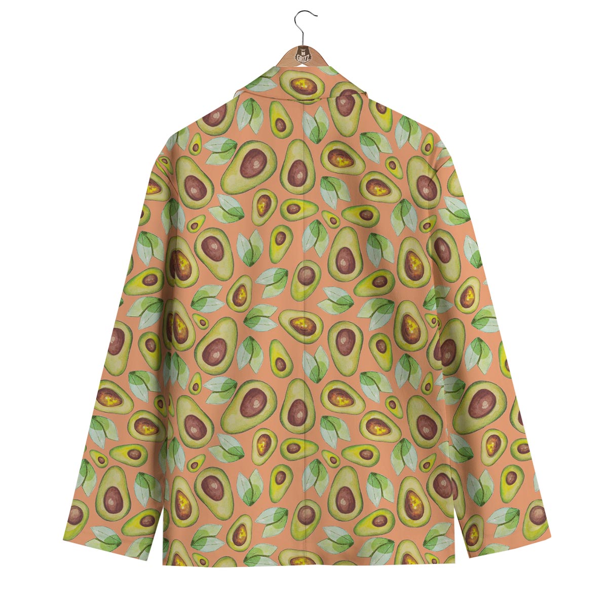 Orange Avocado Patttern Print Men's Blazer-grizzshop