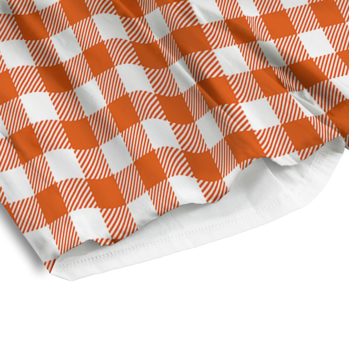 Orange Burnt And White Check Print Men's Athletic Shorts