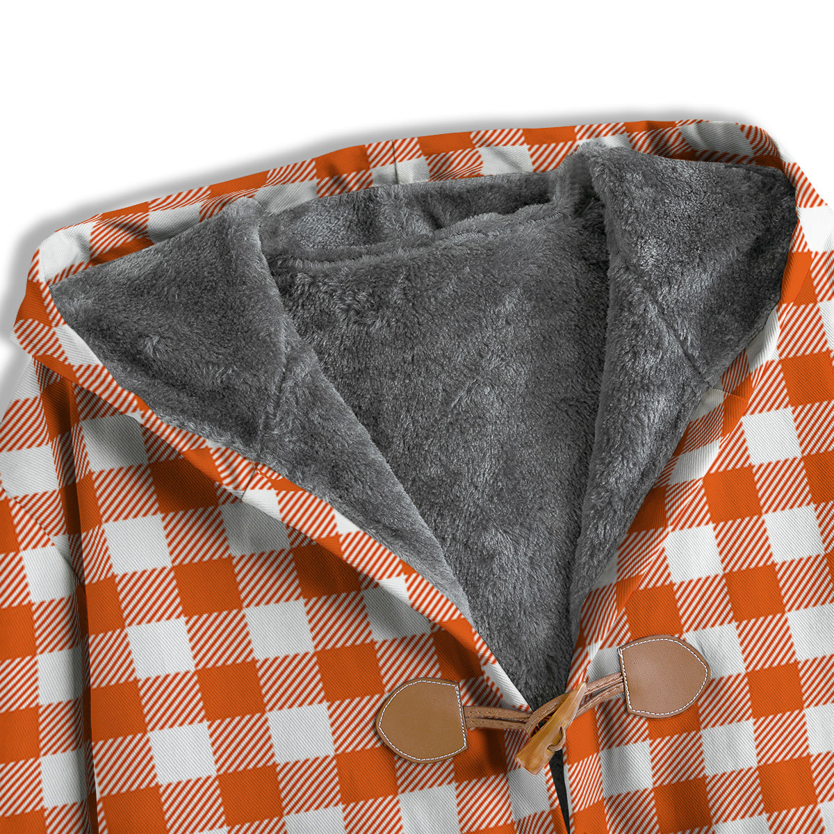 Orange Burnt And White Check Print Men's Windbreaker Jacket-grizzshop
