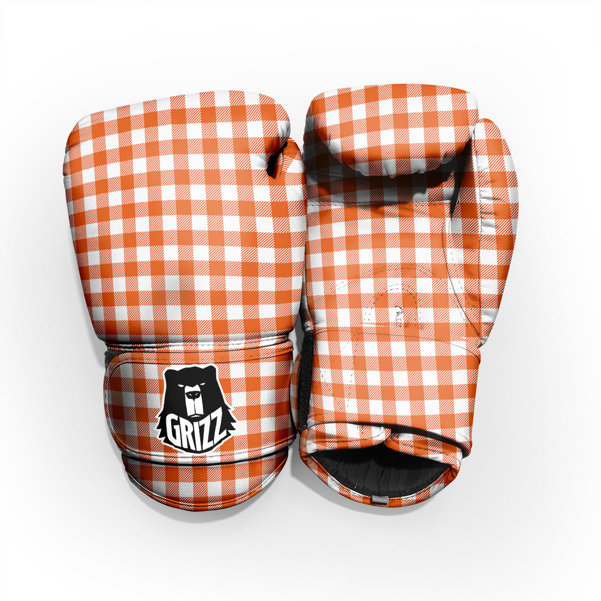Orange Burnt And White Check Print Pro Boxing Glove
