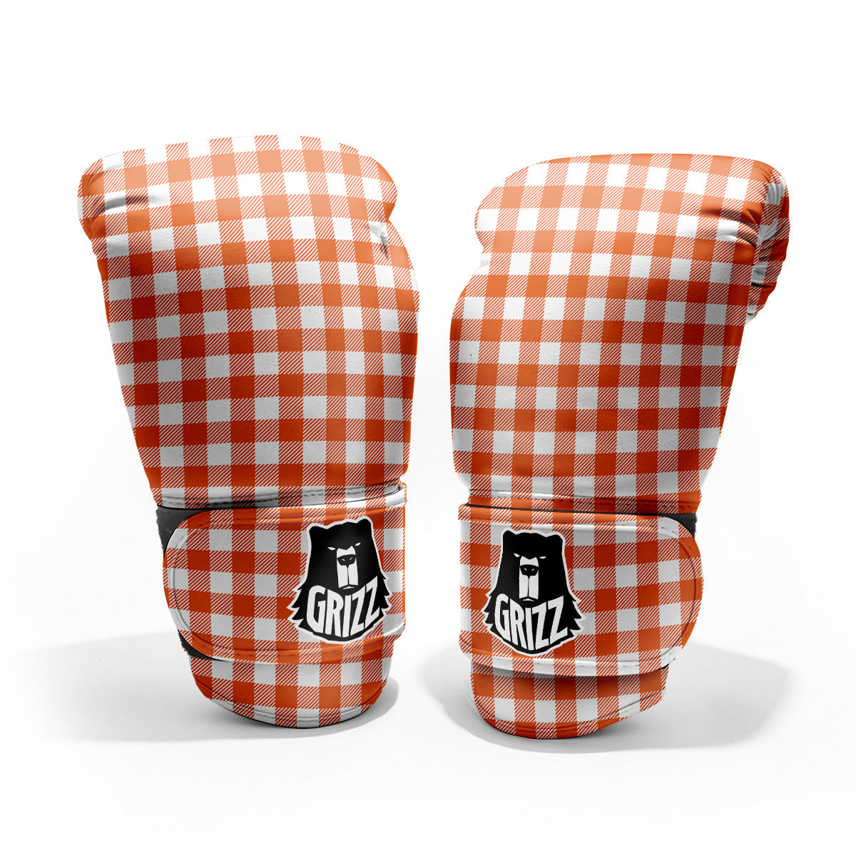 Orange Burnt And White Check Print Pro Boxing Glove
