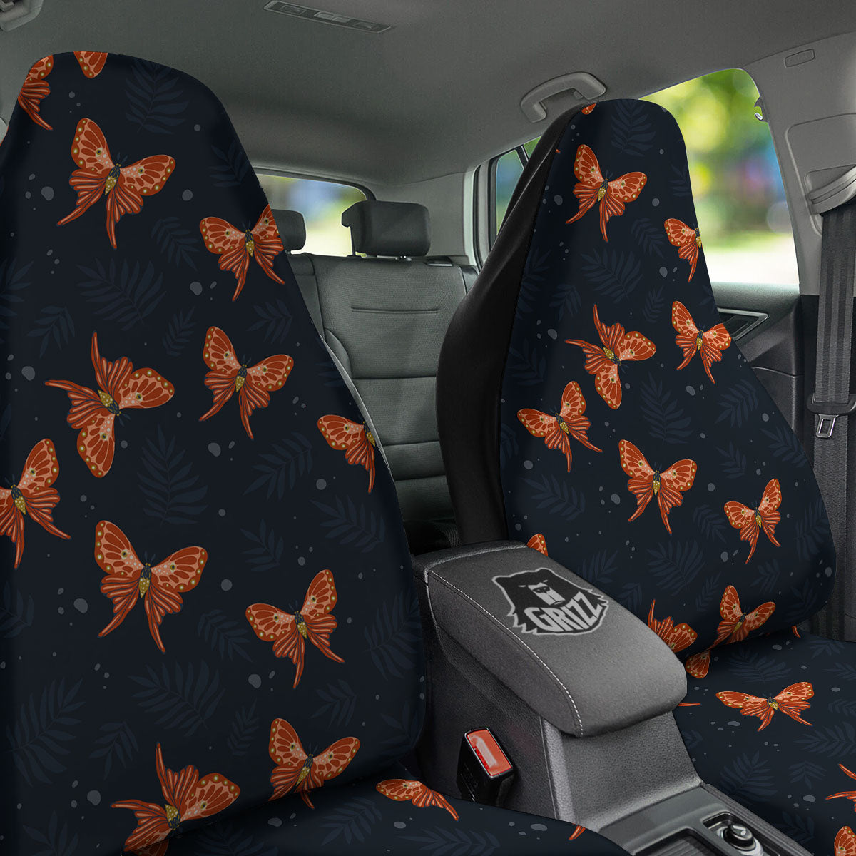 Orange Butterfly Monarch Print Pattern Car Seat Covers-grizzshop