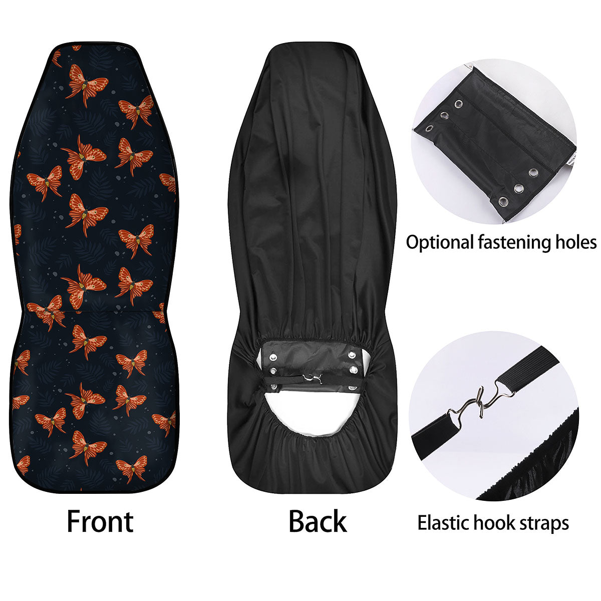 Orange Butterfly Monarch Print Pattern Car Seat Covers-grizzshop