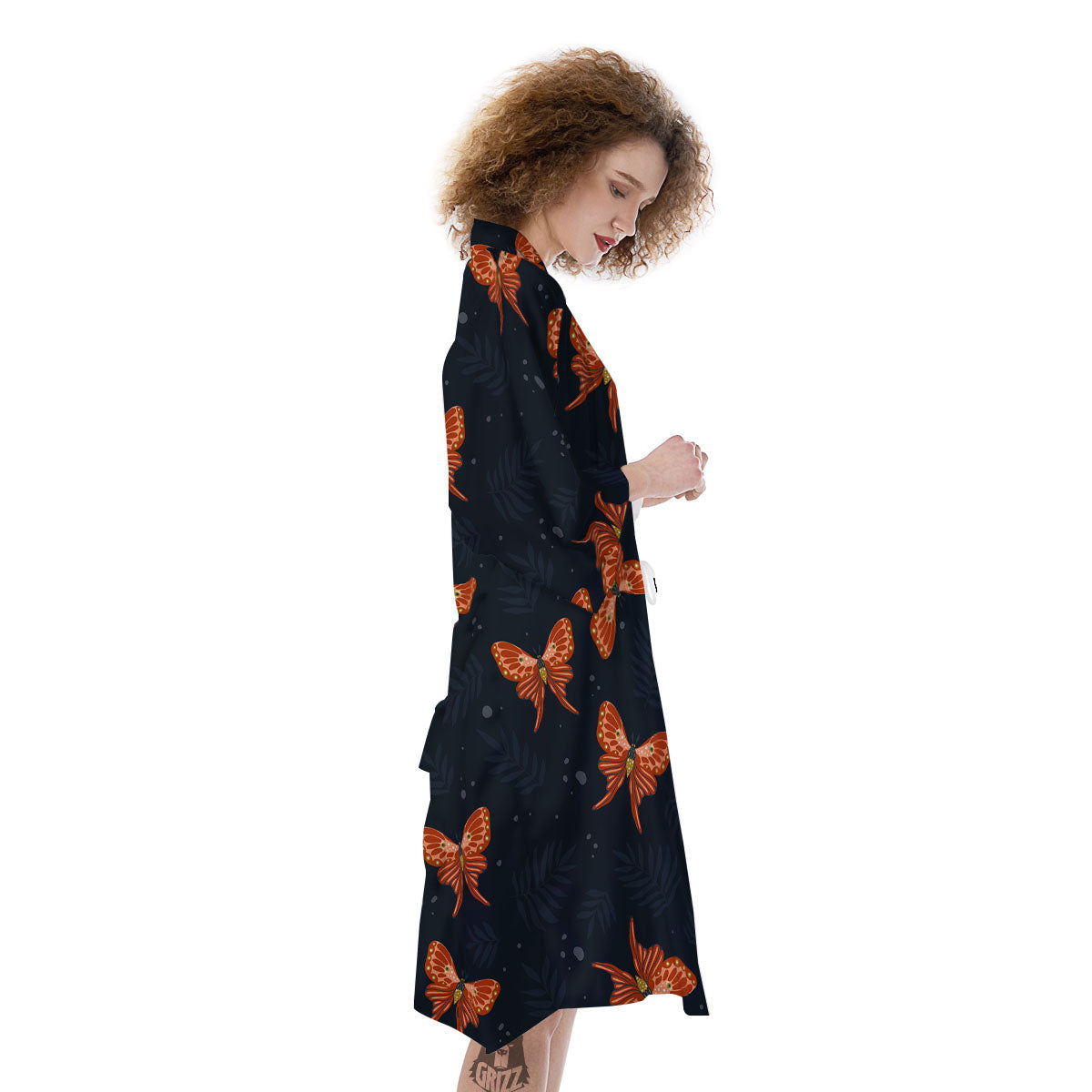 Orange Butterfly Monarch Print Pattern Kimono-grizzshop