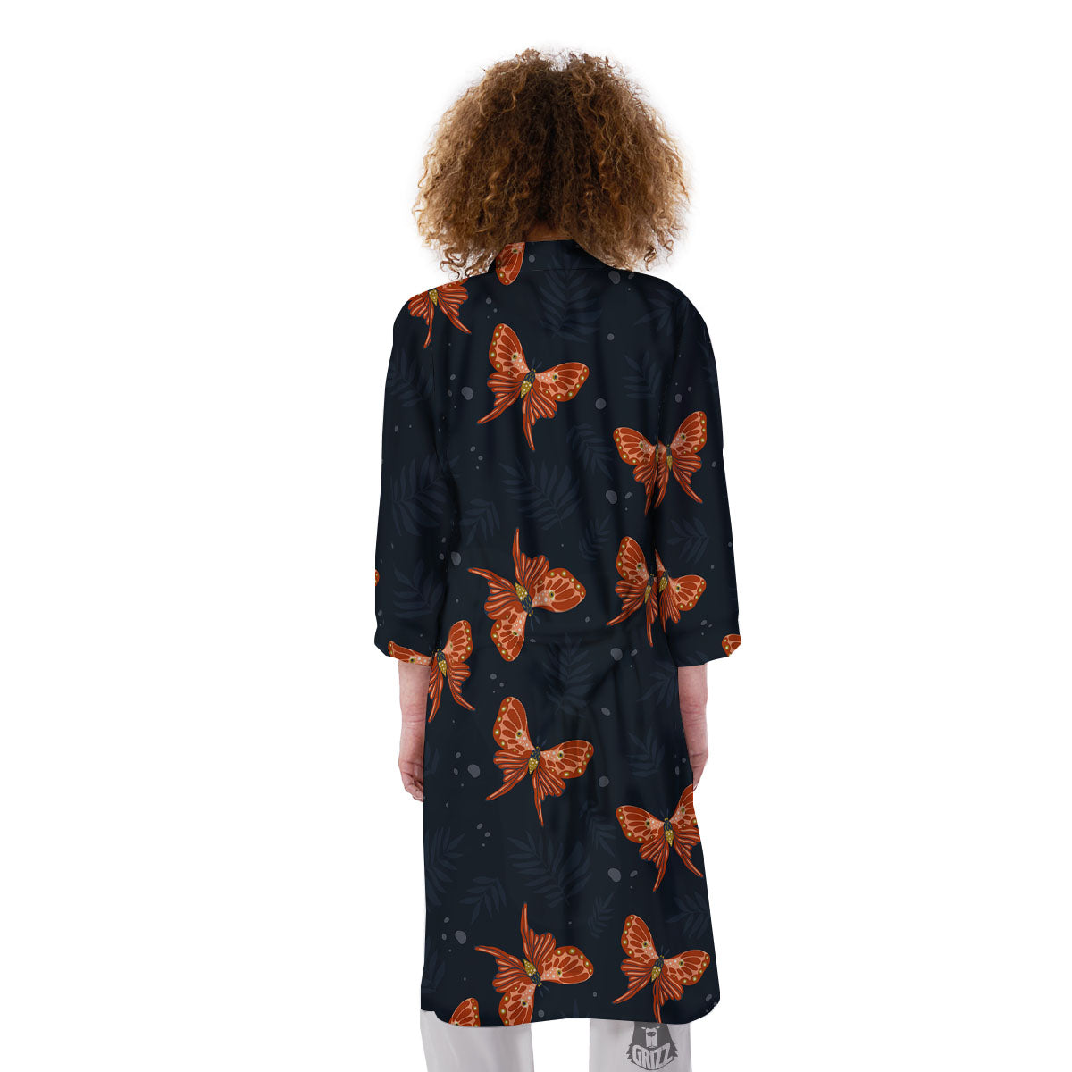 Orange Butterfly Monarch Print Pattern Kimono-grizzshop