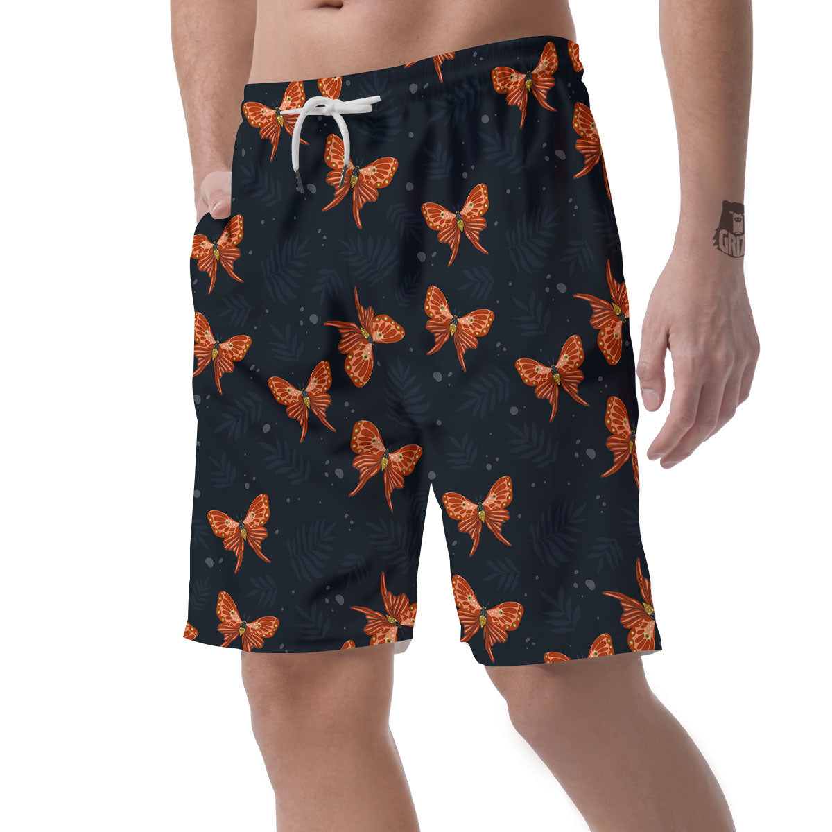 Orange Butterfly Monarch Print Pattern Men's Shorts-grizzshop