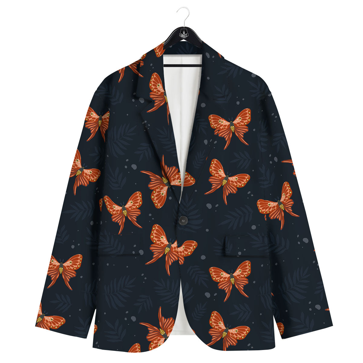 Orange Butterfly Monarch Print Pattern Men's Sport Coat-grizzshop