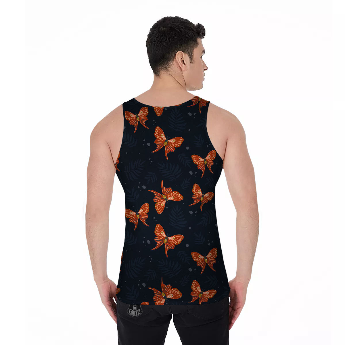Orange Butterfly Monarch Print Pattern Men's Tank Top-grizzshop